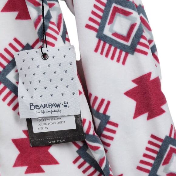 BearPaw Fleece Red 2 Piece Pajama Long Sleeve Top & Short Set Soft Cozy 2X NWT - Picture 5 of 10